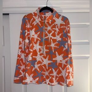 Orange Starfish Print Pullover
